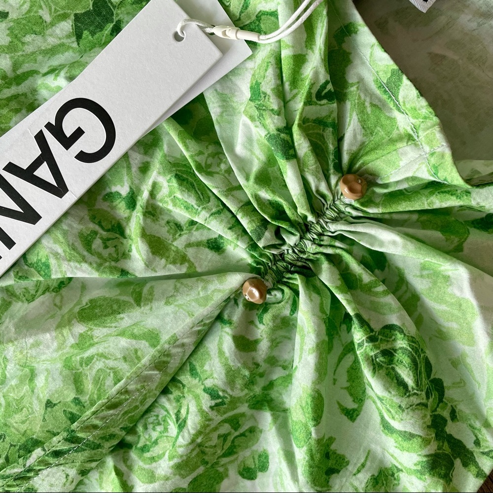 New Ganni green rose skirt